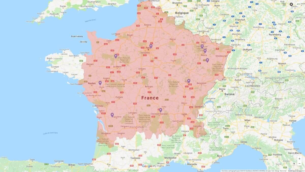 Carte des zones éligibles à l'isolation à 1 euro